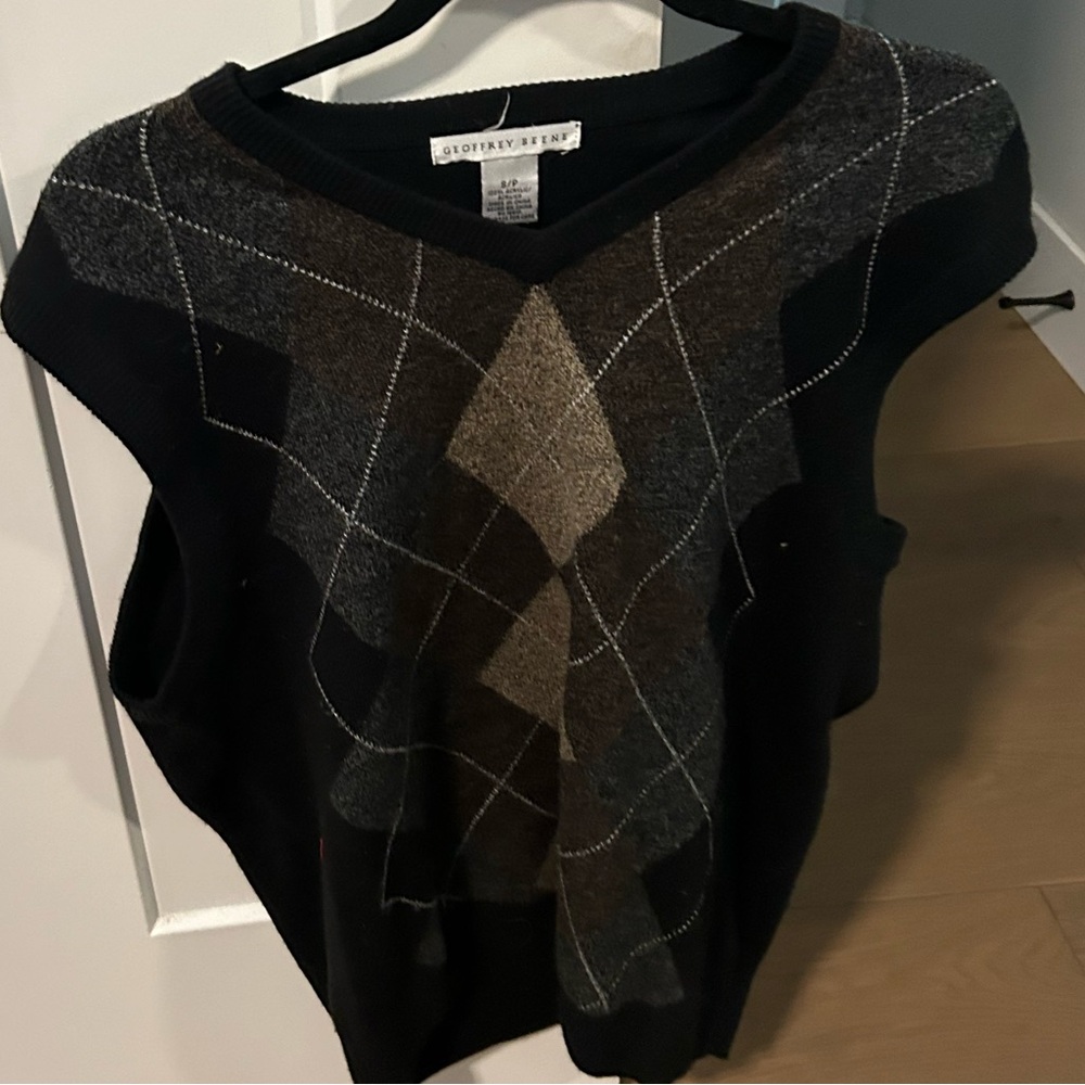 Black argyle sweater vest
